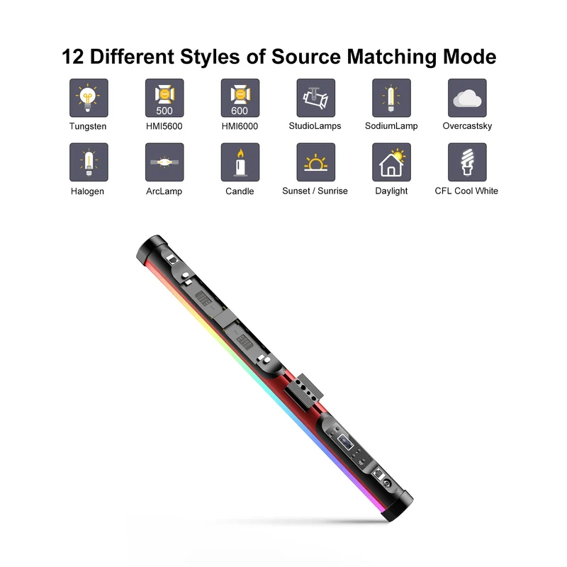GVM BD25R Bi-Color RGB LED Light Wand (24")