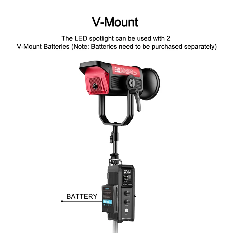 GVM PRO-SD400B 400W Waterproof Bi-Color Monolight(V-mount & Mesh Bluetooth)（Open Box）
