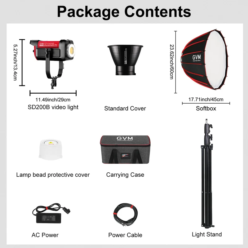 （Open Box）GVM PRO-SD200B 200W Bi-Color Monolight With Softbox