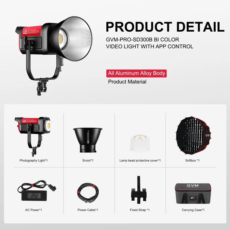 GVM PRO-SD300B 300W Bi-Color Monolight With Softbox（Open Box）