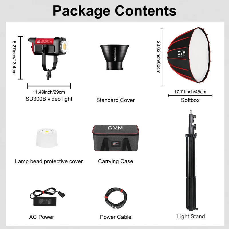 GVM PRO-SD300B 300W Bi-Color Monolight With Softbox（Open Box）