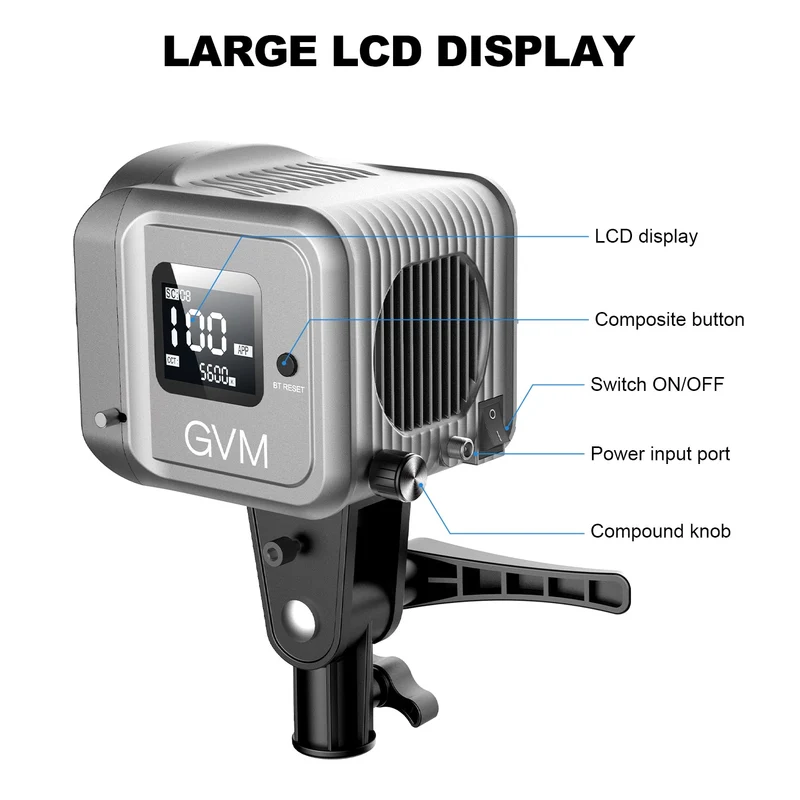 GVM 80w Spotlight silver Daylight Can use Battery (Open Box)