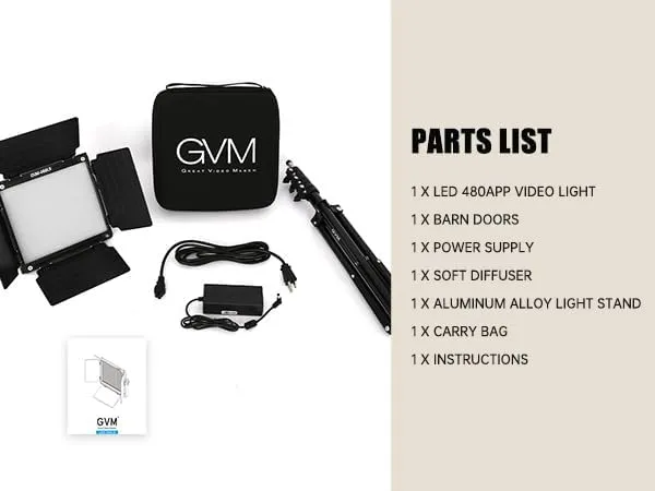GVM-480LS 28W High Beam Bi-Color LED Video Soft Light with light stand（Open Box）