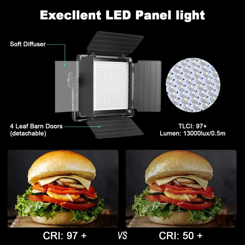 GVM-480LS 28W High Beam Bi-Color LED Video Soft Light with light stand（Open Box）