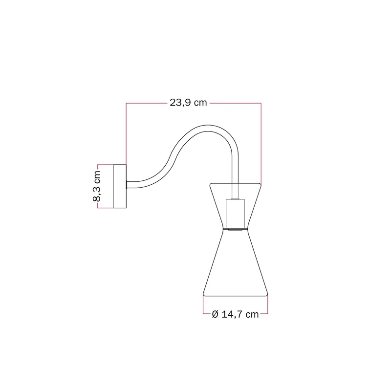 Applique murale Ghost Double Cone avec extension en S - Noir