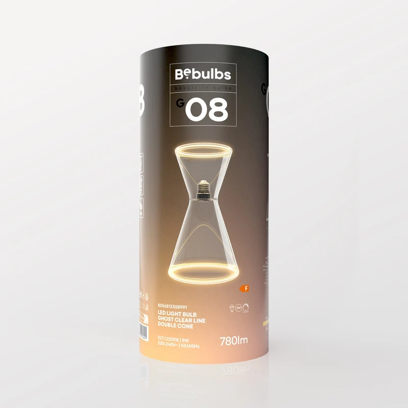Ampoule LED Transparente Ghost Line Double Cono 8W 780 Lm E27 2200K Dimmable - G08