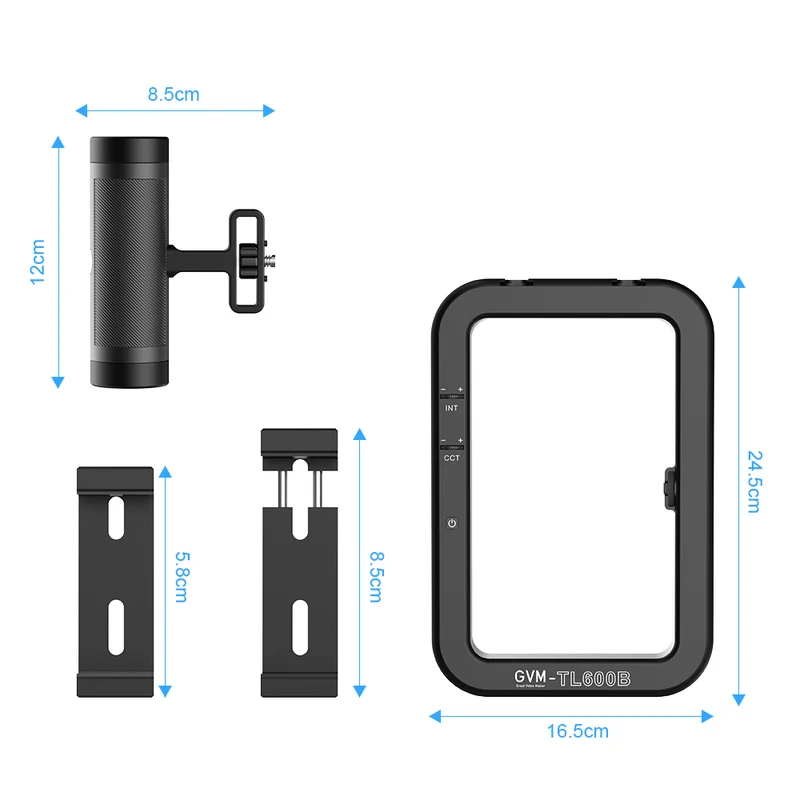 GVM TL600B 6W hand-held dual color temperature mobile phone ring light for live stream