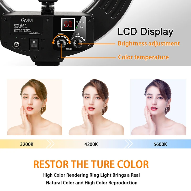 GVM-14S 45W Bi-Color LED Ring Light Kit (14")