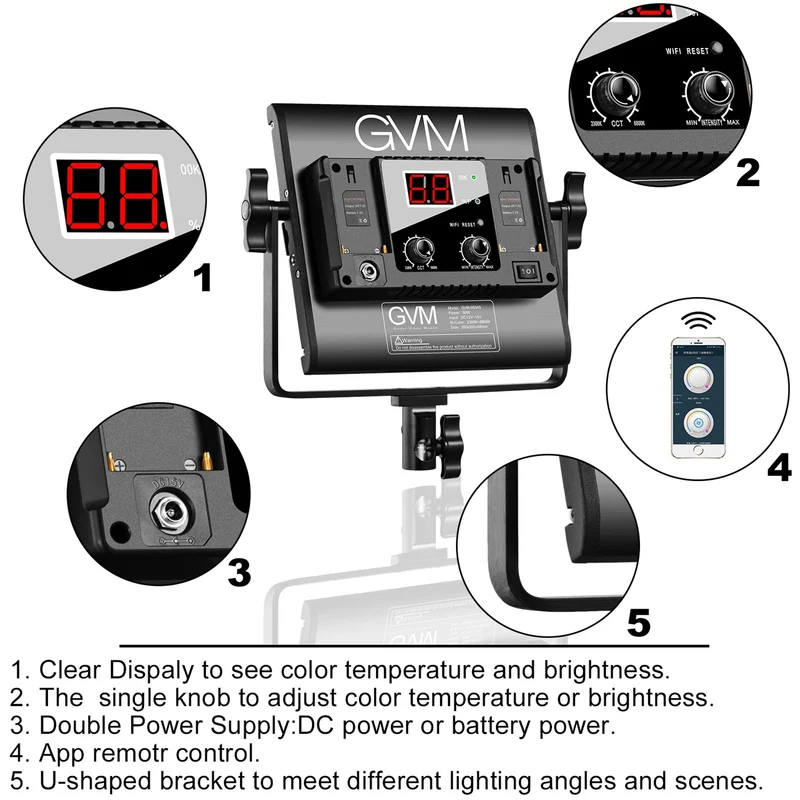 GVM-560AS 30W High Beam Bi-Color LED Video Soft Light（3-Light Kit）