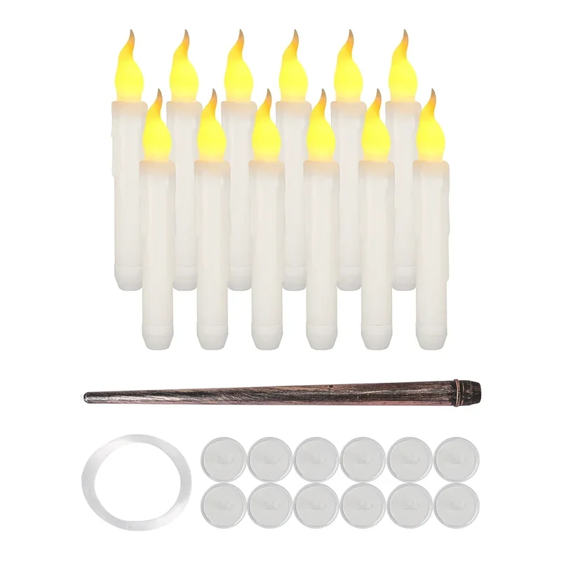 12/24pcs Flameless Floating LED Hanging Candles - Battery Operated, Wand Remote