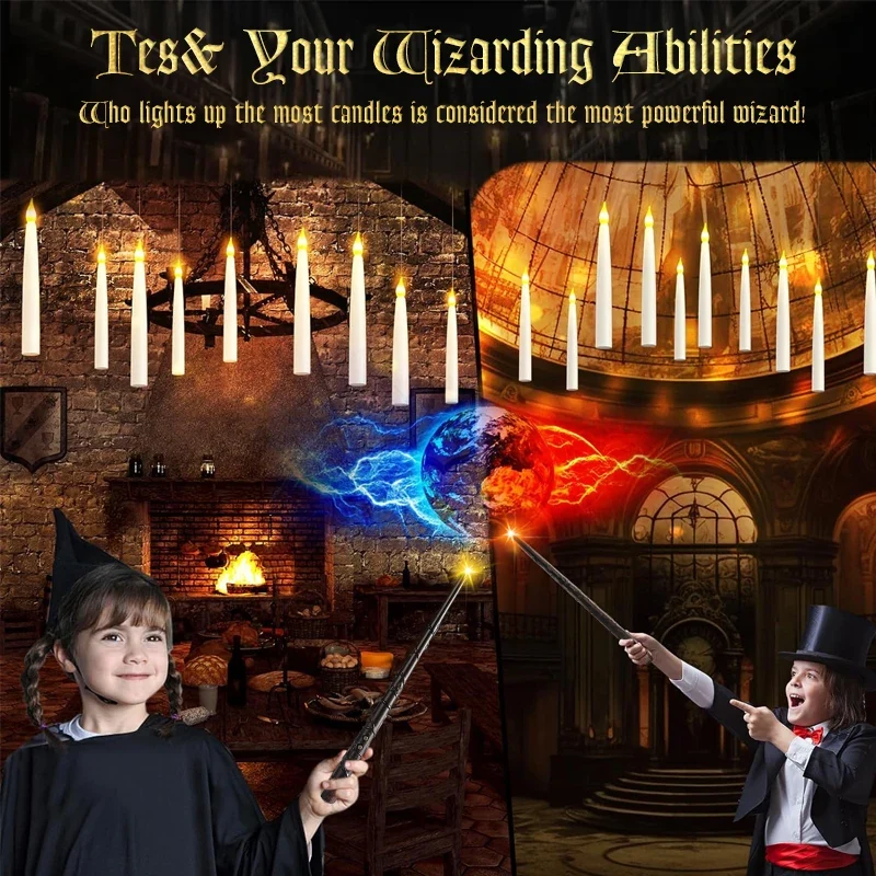 12-60Pcs Flameless Floating LED Candles - Battery Operated, Magic Wand Remote