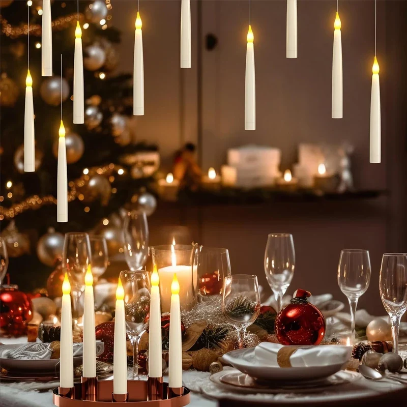 12-60Pcs Flameless Floating LED Candles - Battery Operated, Magic Wand Remote
