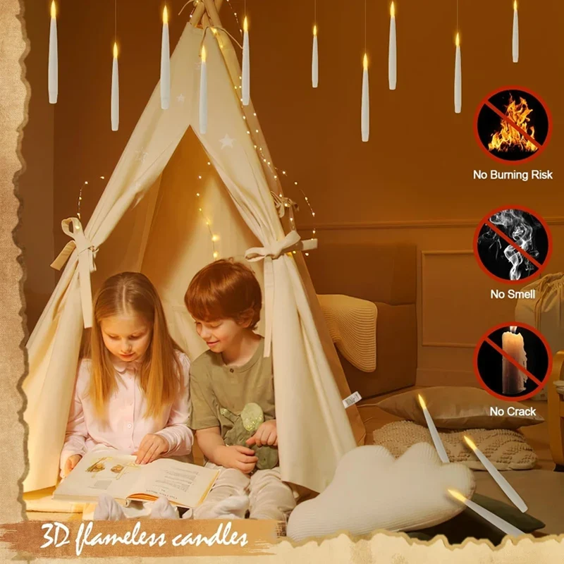 12-60Pcs Flameless Floating LED Candles - Battery Operated, Magic Wand Remote