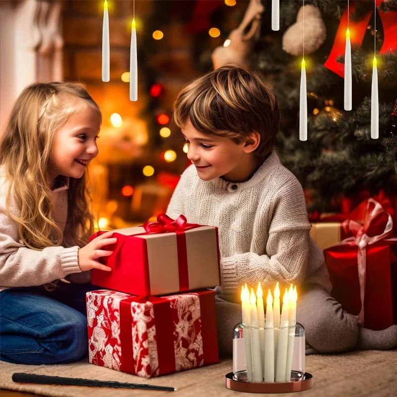 12-60Pcs Flameless Floating LED Candles - Battery Operated, Magic Wand Remote