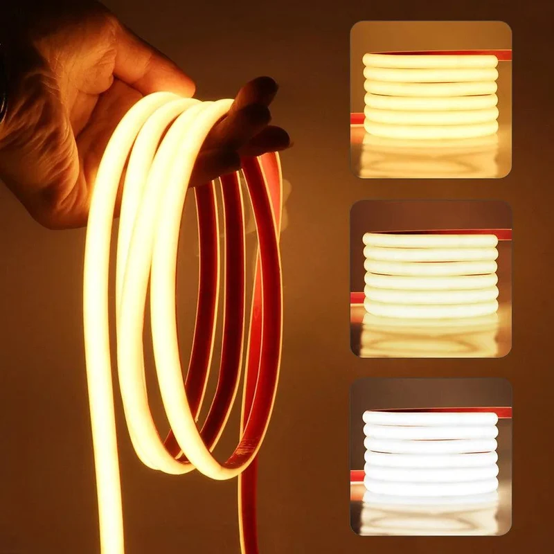 12V IP68 Waterproof COB LED Strip Light - Milky or Clear Silicone Tube