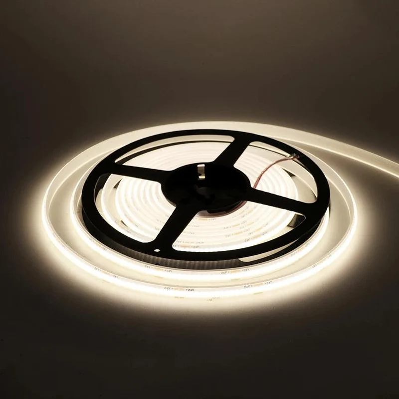 12V High Density COB LED Strip Light - 2-Pin Wire, IP30 or IP68 Option, 320 LEDs/m
