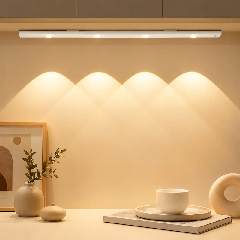 3-Color Switchable Under Cabinet LED Light Bar - USB Rechargeable, Motion Sensor