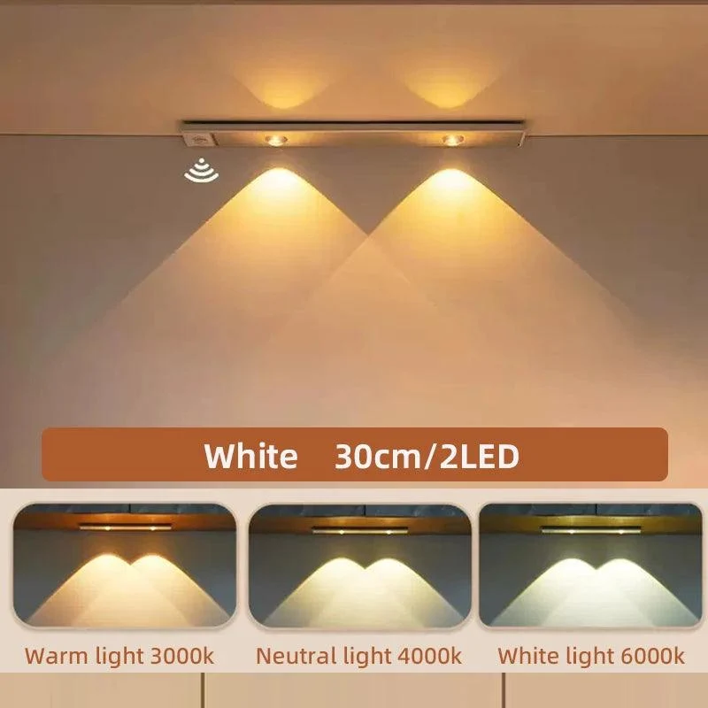 3-Color Switchable Under Cabinet LED Light Bar - USB Rechargeable, Motion Sensor