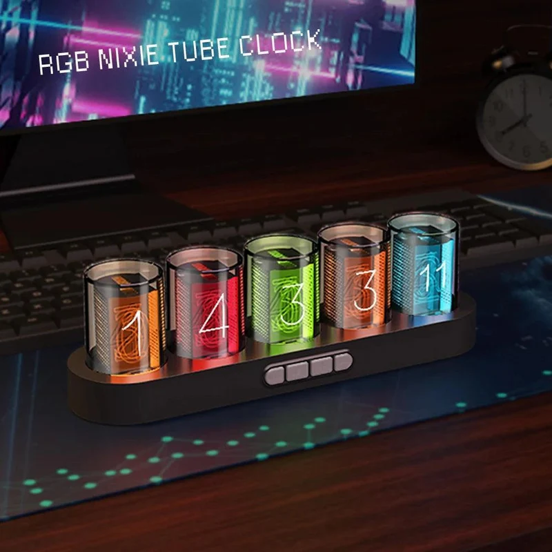 Digital RGB Nixie Tube Clock - Multi-Color Glow, RTC Accuracy + Desktop Display