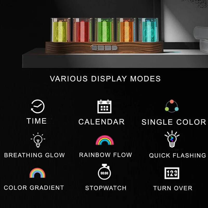 Digital RGB Nixie Tube Clock - Multi-Color Glow, RTC Accuracy + Desktop Display