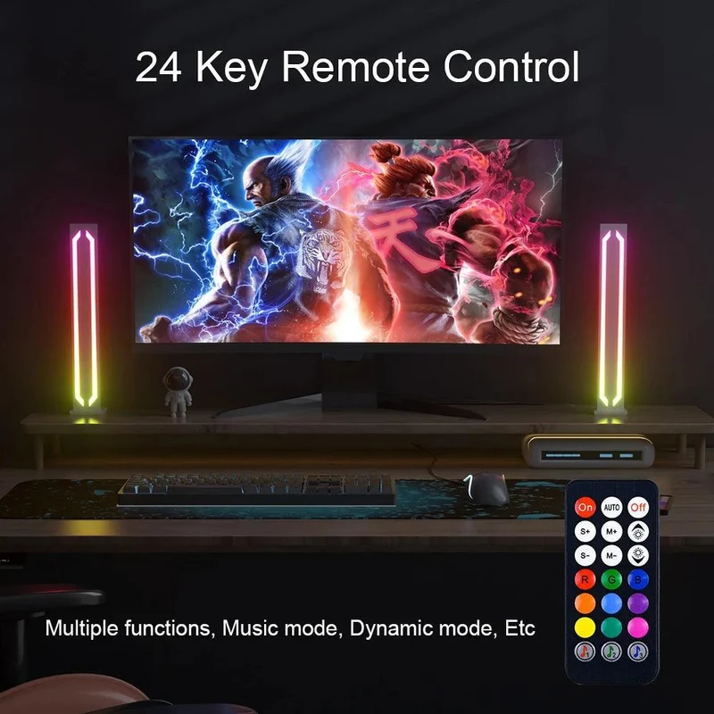 RGBIC Smart Gaming Light Bars - App & Voice Control, Music Sync + Desk Set