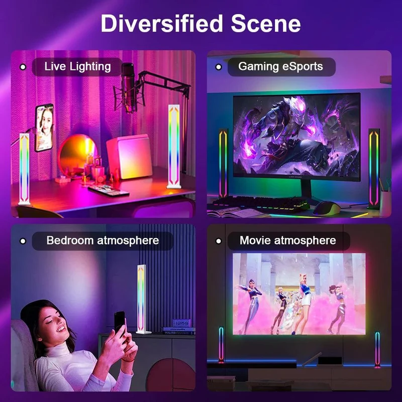 RGBIC Smart Gaming Light Bars - App & Voice Control, Music Sync + Desk Set
