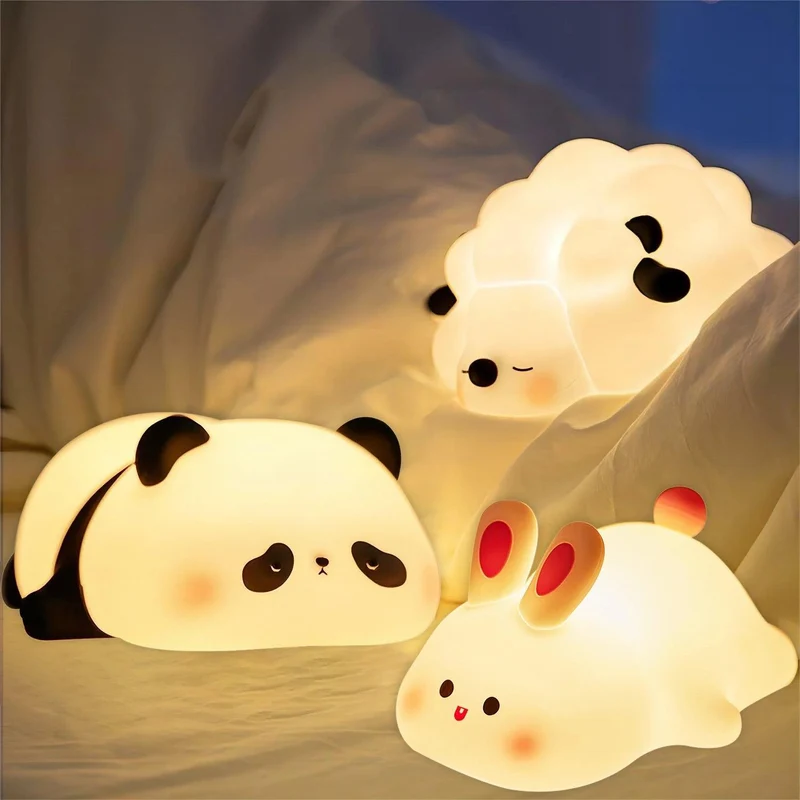 Pet-Shaped Silicone LED Night Light - Touch Dimming, Timer & USB Rechargeable