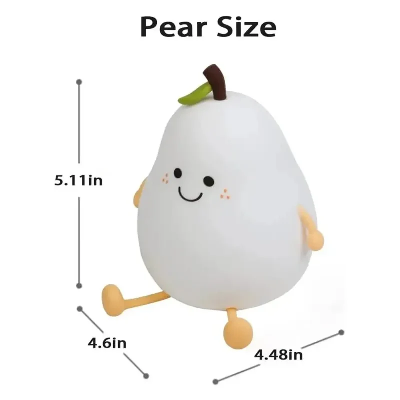 Cute Pear-Shaped Silicone LED Night Light - Touch Dimmable, USB Rechargeable