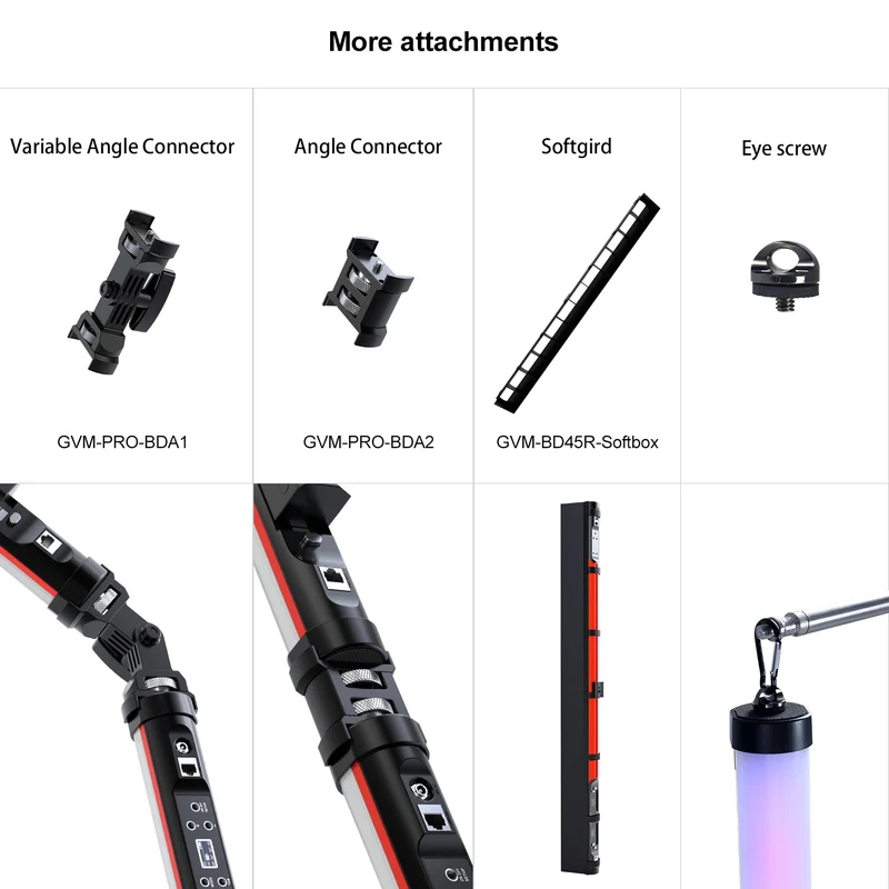 GVM BD45R RGB Tube Light with Softbox, 2 Packs 45W Handheld Wand Light, 48" Full Color LED Tube Light, 2700-10000K Stick Light with APP/DMX Control, 12 Scene Effects, MESH Networking Control Led Video Light