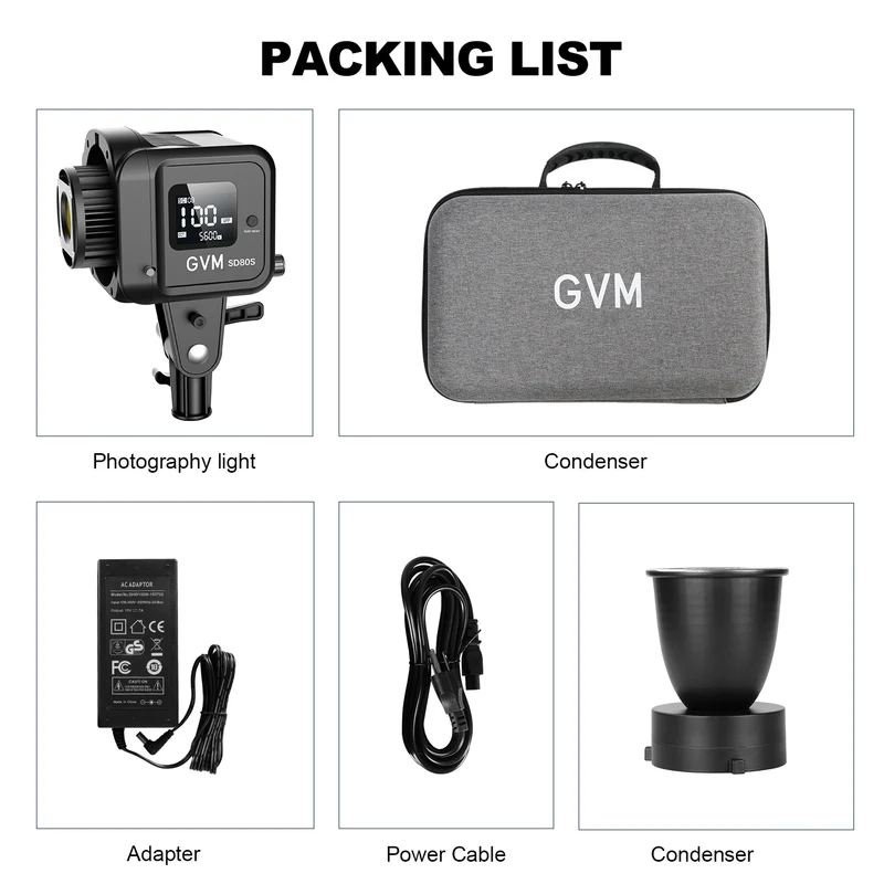 GVM SD80S 80w Spotlight Daylight Can use Battery(Buy 1 Get 1 Free)
