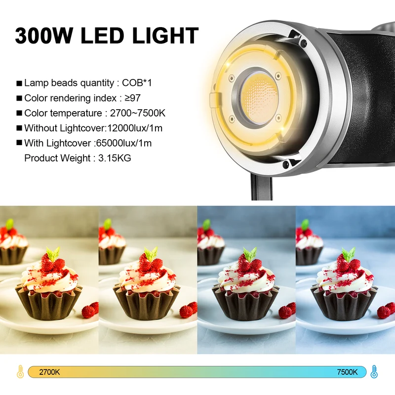 GVM SD300D Bi-Color LED Video Spotlight Kit with Stand and Lantern Softbox