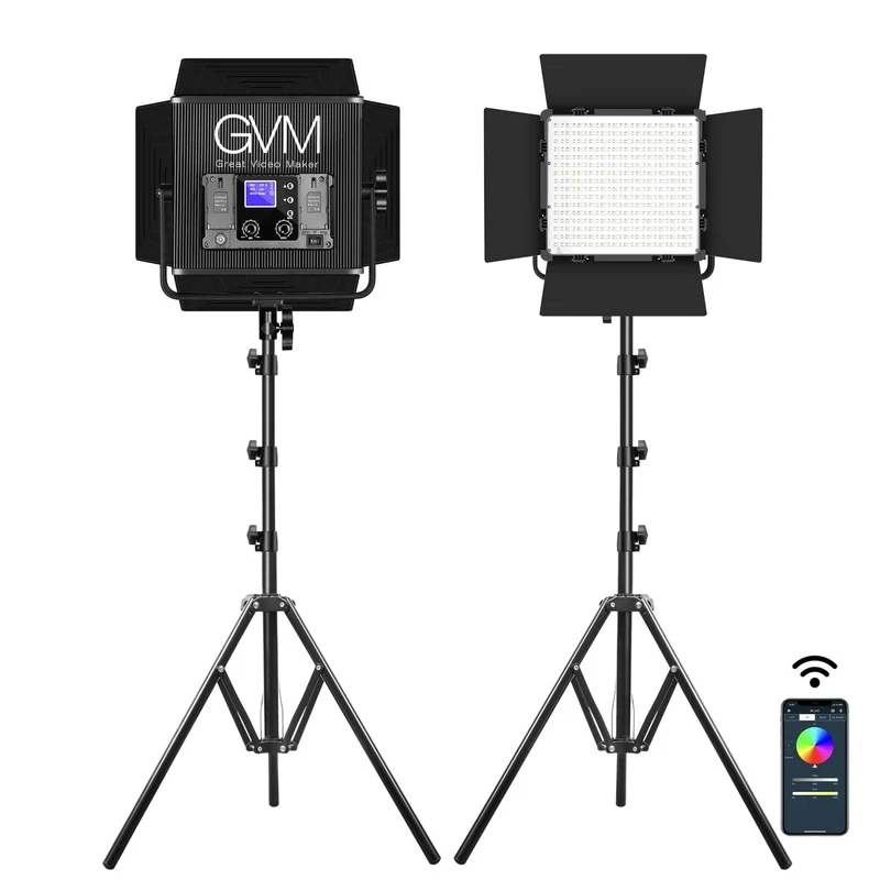 GVM 50RS RGB LED Light Panel Video Lighting Kit(2-Light-kit)
