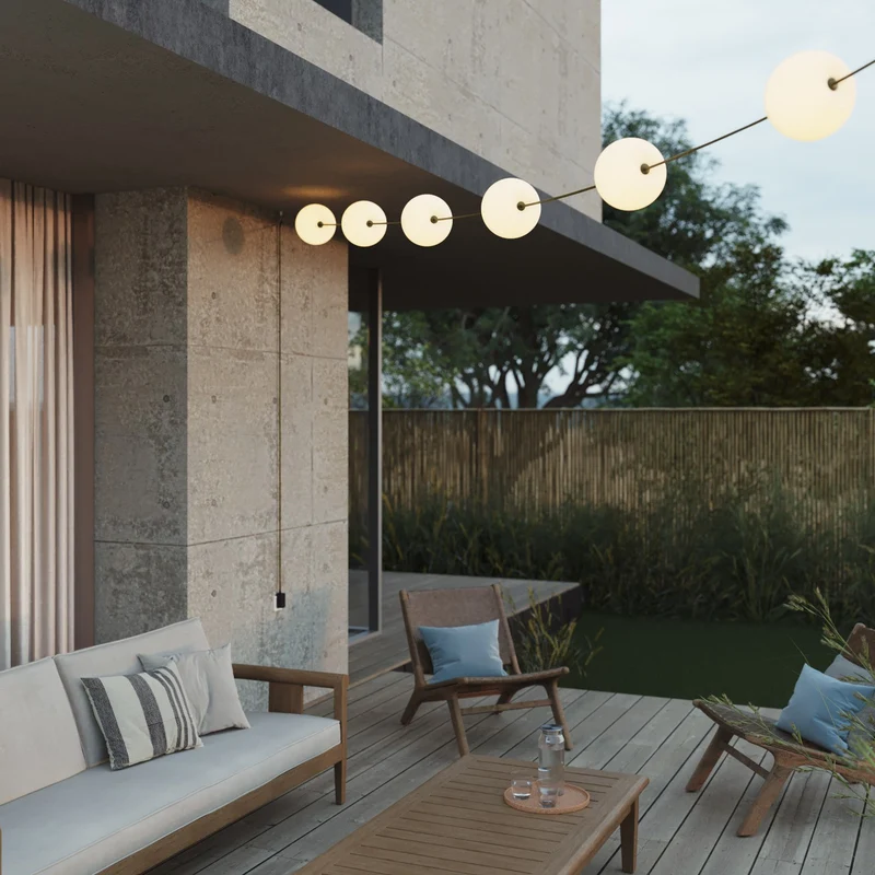 Guirlande lumineuse 6 points lumière pour extérieur IP67 Vert Olive - Marina6 Cherry