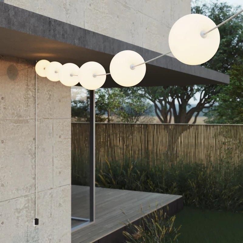 Guirlande lumineuse 6 points lumineux d’extérieur IP67 Blanc Sable - Marina6 Cherry