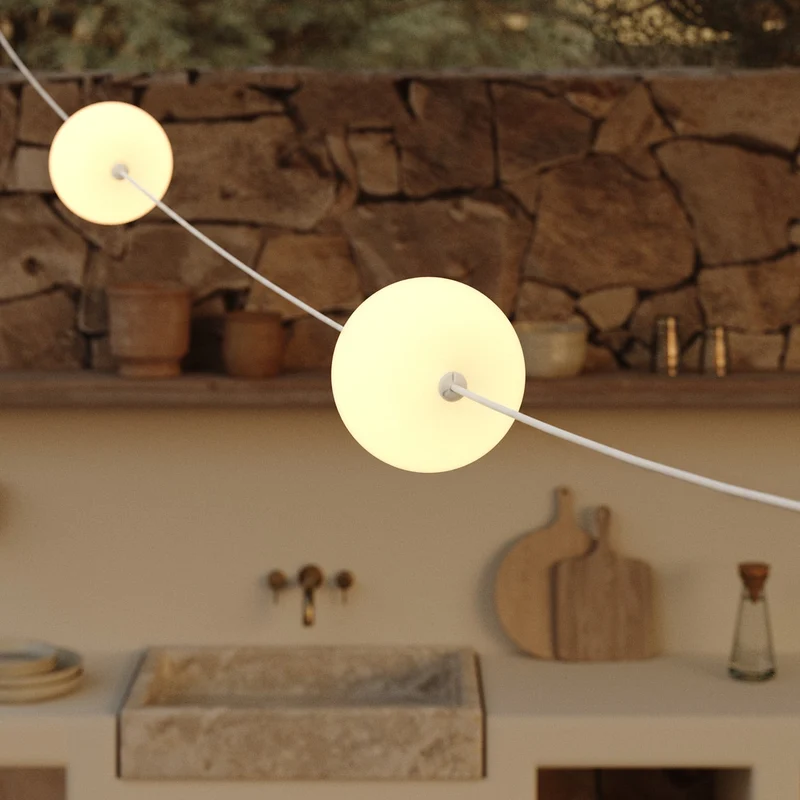 Guirlande lumineuse 3 points lumineux d’extérieur IP67 Blanc Sable - Marina3 Cherry