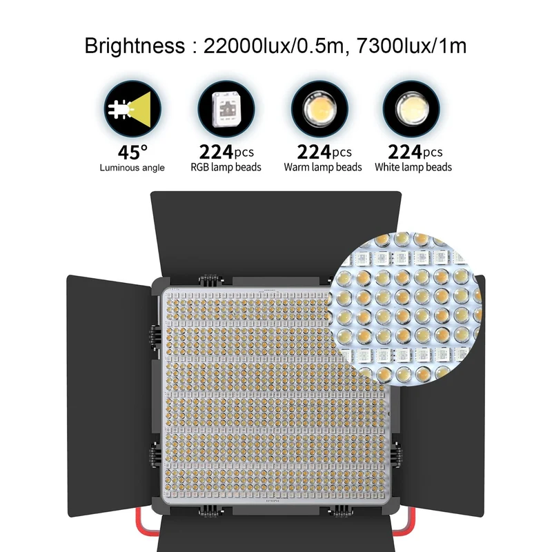GVM-1200D 50W Bi-Color+50W RGB Video Light(3-Light kit with softbox)