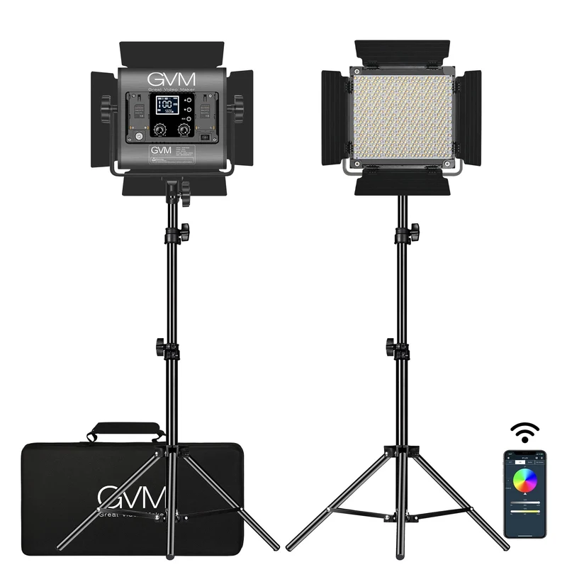 GVM 850D rgb led studio video light kit(2-light kit)