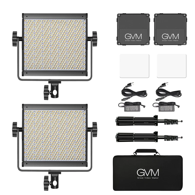 GVM 850D rgb led studio video light kit(2-light kit)