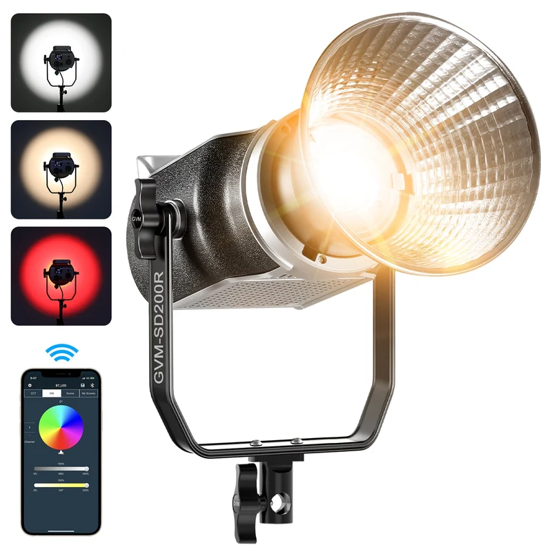 GVM SD200R RGB Bi-Color LED Video Lights Kit with Softbox