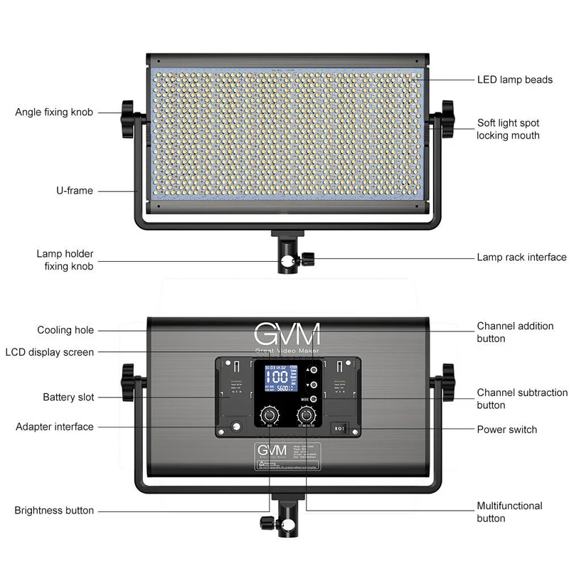 GVM-1300D 65W Powerful Bi-color and RGB Video Panel Light