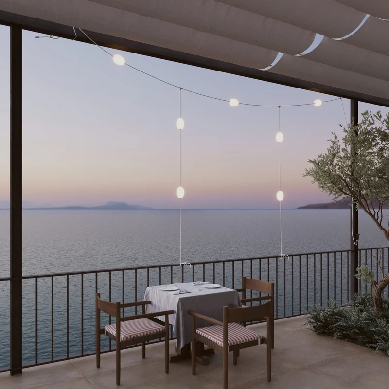 Guirlande lumineuse en filet 7 points lumineux extérieur IP67 Blanc sable - Marina GRID