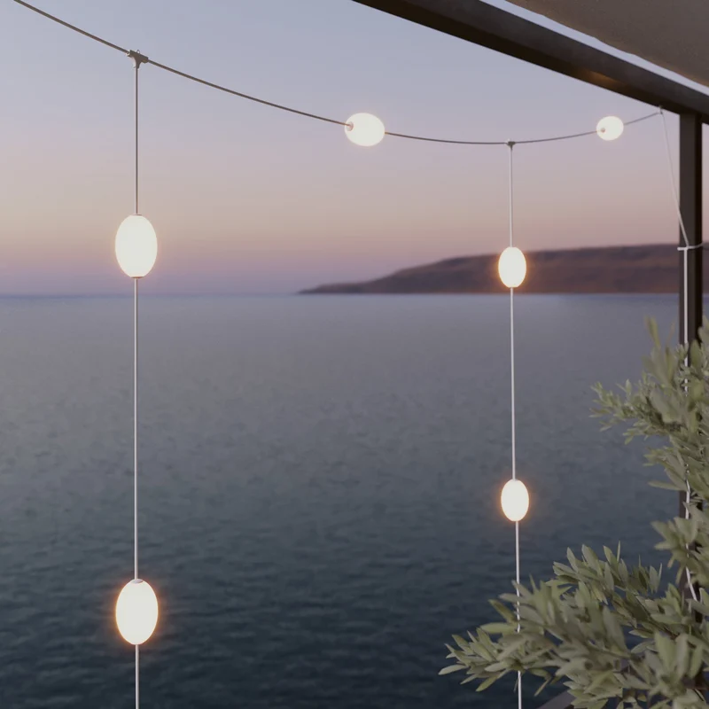 Guirlande lumineuse en filet 7 points lumineux extérieur IP67 Blanc sable - Marina GRID