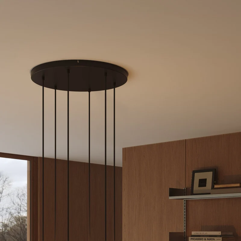 Pavillon rond en aluminium Ø 50 cm avec équerre et Câble de mise à la terre, avec 6 trous frontaux - Noir