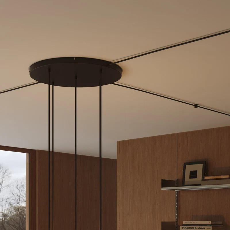 Pavillon rond en aluminium Ø 50 cm avec étrier et câble de mise à la terre, avec 5 trous frontaux - Noir
