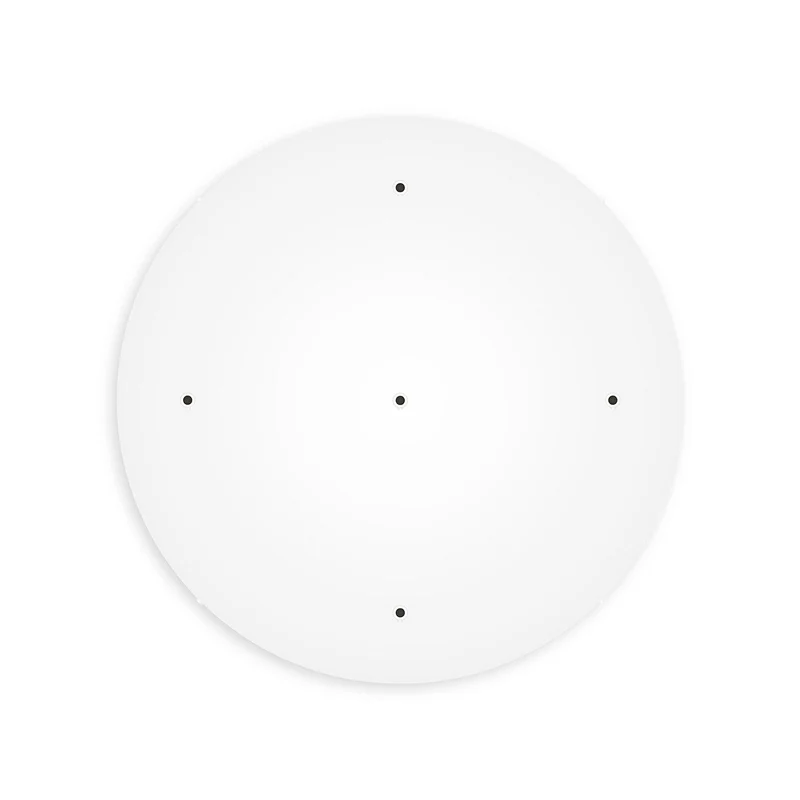 Pavillon rond en aluminium Ø 50 cm avec étrier et câble de mise à la terre, avec 5 trous frontaux - Blanc Mat