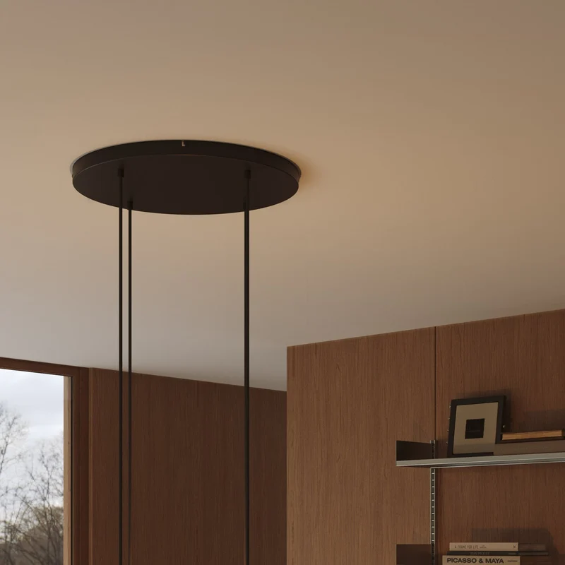 Pavillon rond en aluminium Ø 50 cm avec étrier et câble de mise à la terre, avec 4 trous frontaux - Noir