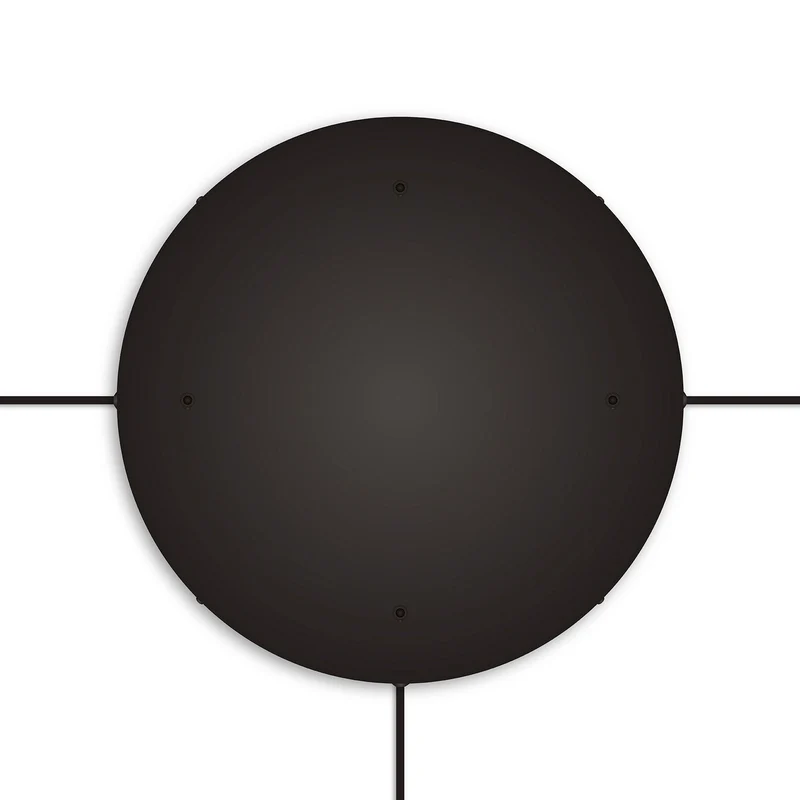 Pavillon rond en aluminium Ø 50 cm avec étrier et câble de mise à la terre, avec 4 trous frontaux - Noir