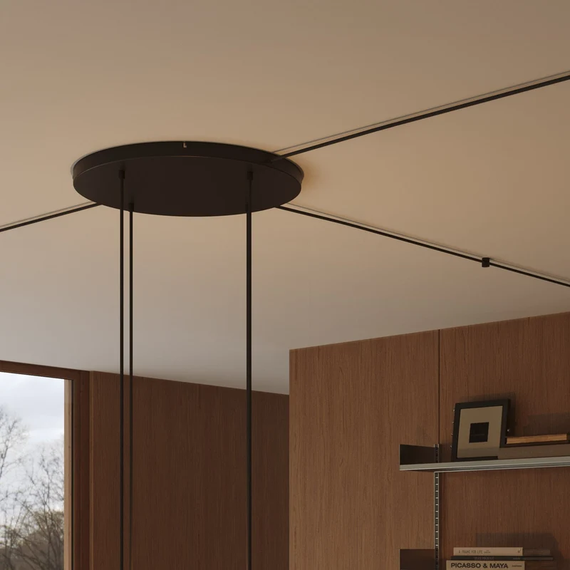Pavillon rond en aluminium Ø 50 cm avec étrier et câble de mise à la terre, avec 4 trous frontaux - Noir