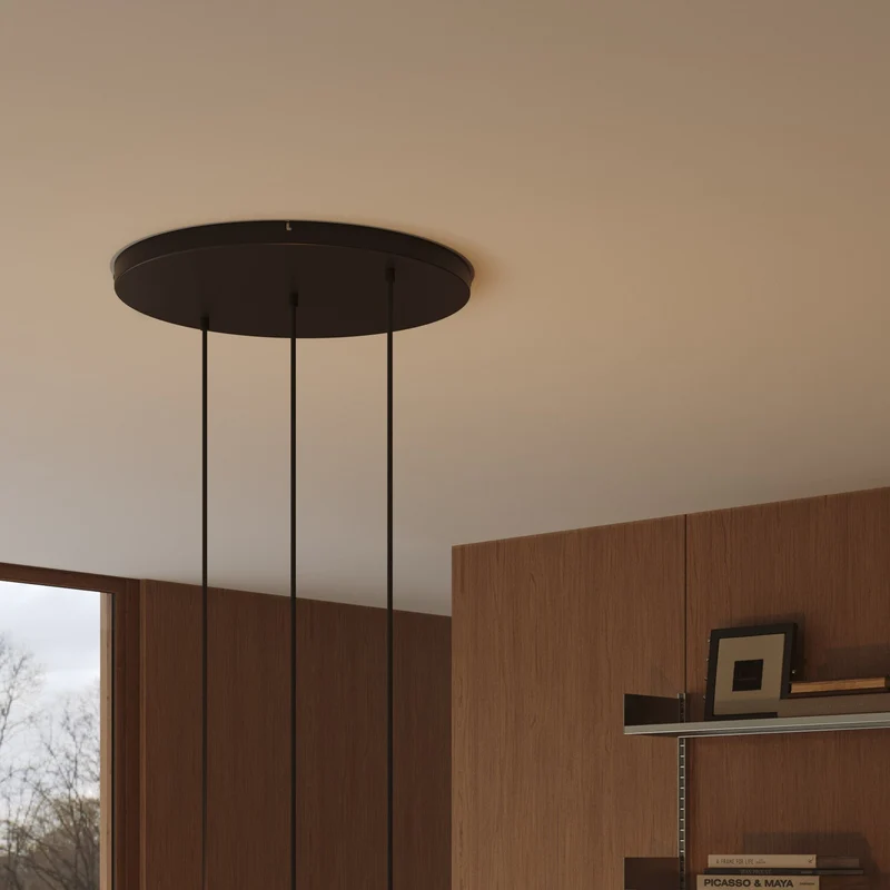 Pavillon rond en aluminium Ø 50 cm avec équerre et Câble de mise à la terre, avec 3 trous en ligne frontaux - Noir