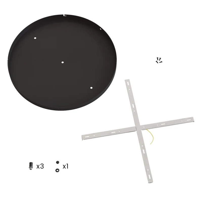 Pavillon rond en aluminium Ø 50 cm avec équerre et Câble de mise à la terre, avec 3 trous en ligne frontaux - Noir